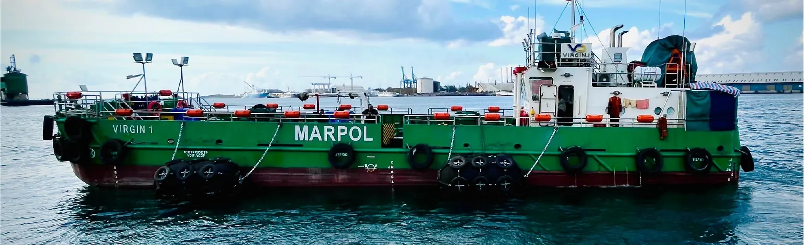 MT VIRGIN 1 with MARPOL marking on the hull